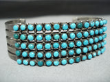 Early Intricate Vintage Native American Zuni Snake Eyes Turquoise Sterling Silver Bracelet Old-Nativo Arts