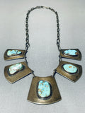 Rare Gilber Turquoise Vintage Native American Navajo Sterling Silver Necklace Old-Nativo Arts