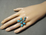Huge Dragonfly Vintage Native American Navajo Turquoise Sterling Silver Ring-Nativo Arts