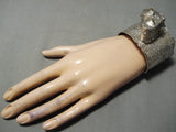 Native American Cathy Whitman Huge Vintage Sterling Silver Heart Pillbox Bracelet Cuff-Nativo Arts