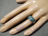 Wonderful Vintage Native American Navajo Spiderweb Turquoise Sterling Silver Ring Old-Nativo Arts