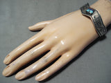 Native American Detailed Vintage Santo Domingo Turquoise Sterling Silver Bracelet-Nativo Arts