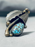 Important Sam Lovato Vintage Santo Domingo Turquoise Sterling Silver Ring-Nativo Arts