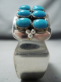 Signed Vintage Native American Navajo Sleeping Beauty Turquoise Sterling Silver Bracelet Old-Nativo Arts
