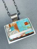 Native American Important Vintage Santo Domingo Turquoise Inlay Sterling Silver Necklace-Nativo Arts