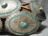 Huge Very Unique Vintage Native American Navajo Sterling Silver Turquoise Inlay Concho Belt Old-Nativo Arts