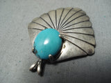 Important Ivan Kee Vintage Native American Navajo Turquoise Sterling Silver Pendant-Nativo Arts