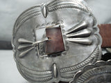 Early Very Old Vintage Native American Navajo Sterling Silver Hand Tooled Concho Belt-Nativo Arts