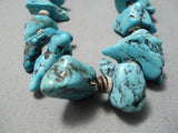 Superior Vintage Native American Navajo Turquoise Nugget Sterling Silver Shell Necklace-Nativo Arts
