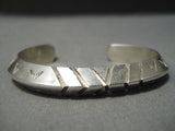 Thick And Sturdy!! Vintage Native American Navajo Triangle Sterling Silver Bracelet-Nativo Arts
