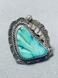Astonishing Vintage Native American Navajo Blue Gem Turquoise Sterling Silver Ring-Nativo Arts