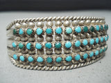 One Of The Best Vintage Native American Zuni Snake Eyes Turquoise Sterling Silver Bracelet Old-Nativo Arts
