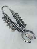 Dazzling Vintage Native American Navajo Turquoise Sterling Silver Squash Blossom Necklace-Nativo Arts