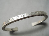 Thick Sturdy Vintage Native American Navajo Sterling Silver Star Bracelet Cuff-Nativo Arts