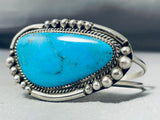 Important Nez Native American Navajo Blue Diamond Turquoise Sterling Silver Bracelet-Nativo Arts