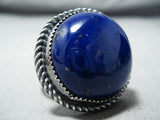 Fabulous Vintage Navajo Native American Lapis Sterling Silver Large Ring-Nativo Arts