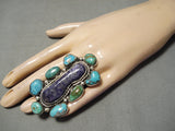 Best Vintage Native American Navajo Turquoise Sugulite Sterling Silver Ring-Nativo Arts