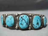 Superior Vintage Native American Navajo Sleeping Beauty Turquoise Sterling Silver Bracelet Old-Nativo Arts