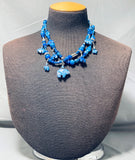 One Of The Most Unique Vintage Native American Navajo Lapis Bear Sterling Silver Necklace-Nativo Arts
