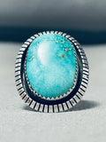 Vivid Ice Blue Vintage Native American Navajo Turquoise Sterling Silver Ring-Nativo Arts