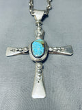 Important Heavy Cross Vintage Native American Navajo Turquoise Sterling Silver Necklace-Nativo Arts