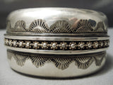 Wide Hand Tooled Vintage Native American Navajo Sterling Silver Bracelet Old-Nativo Arts