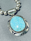 Native American Extraordinary Bruce Woodnavajo Domed Turquoise Sterling Silver Necklace-Nativo Arts