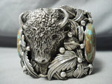215 Gram Buffalo Native American Royston Turquoise Sterling Silver Bracelet-Nativo Arts