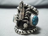 Huge Scoprion Native American Navajo Turquoise Sterling Silver Ring-Nativo Arts