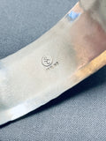 Sue Calabaza Signed Noteworthy Native American Navajo Jet Sterling Silver Bracelet-Nativo Arts