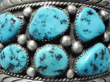 Massive Vintage Native American Navajo Old Kingman Turquoise Sterling Silver Bracelet-Nativo Arts