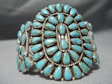Exceptional Vintage Native American Navajo Turquoise Cluster Sterling Silver Bracelet-Nativo Arts