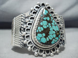 One Of The Best Vintage Native American Navajo Verdy Jake Turquoise Sterling Silver Bracelet-Nativo Arts