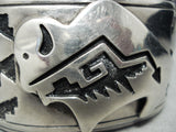Extremely Rare Vintage Native American Navajo Thomas Singer Sterling Silver Protruding Bracelet-Nativo Arts