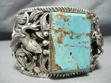 234 Grams Monster Native American Navajo #8 Turquoise Sterling Silver Lizard Bracelet-Nativo Arts