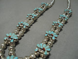Vintage Zuni Native American Sterling Silver Turquoise Squash Blossom Necklace-Nativo Arts