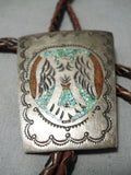 Astounding Vintage Native American Navajo Turquoise Sterling Silver Bolo Tie Old-Nativo Arts