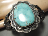 One Of Best Vintage Native American Navajo Sterling Silver Coil Carico Lake Turquoise Bracelet-Nativo Arts