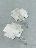 Wonderful Native American Navajo Sterling Silver Cross Earrings-Nativo Arts