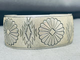 Impressive Vintage Native American Navajo Sterling Silver Bracelet Signed Tahe-Nativo Arts