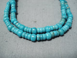 Native American Important Artist Santo Domingo Tony Aguilar Turquoise Sterling Silver Necklace-Nativo Arts