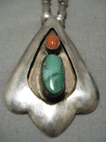 Exceptional Vintage Native American Navajo Royston Turquoise Sterling Silver Necklace Old-Nativo Arts
