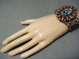Museum Vintage Signed Vintage Native American Navajo Coral Turquoise Sterling Silver Bracelet-Nativo Arts