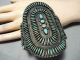 Native American Best Early Vintage Zuni Cerrillos Turquoise Sterling Silver Cluster Bracelet-Nativo Arts