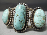 Opulent Vintage Native American Navajo Carico Lake Turquoise Sterling Silver Bracelet-Nativo Arts
