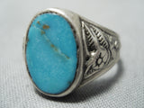 Stunning Vintage Native American Navajo Turquoise Sterlig Silver Ring-Nativo Arts