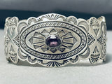 Breathtaking Vintage Native American Navajo Amethyst Sterling Silver Colossal Ornate Bracelet-Nativo Arts