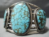 One Of Biggest Best Vintage Native American Navajo #8 Turquoise Sterling Silver Bracelet Old-Nativo Arts