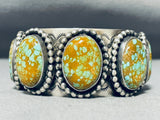 Heavy Chunky Native American #8 Turquoise Sterling Silver Bracelet-Nativo Arts