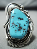 Rare Vintage Native American Navajo Sleeping Beauty Turquoise Sterling Silver Ring-Nativo Arts